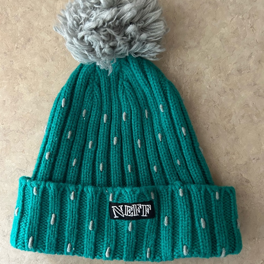 Neff cable-knit beanie with pom-pom